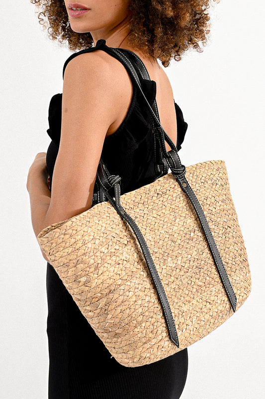 Rattan Bag w Black Trim