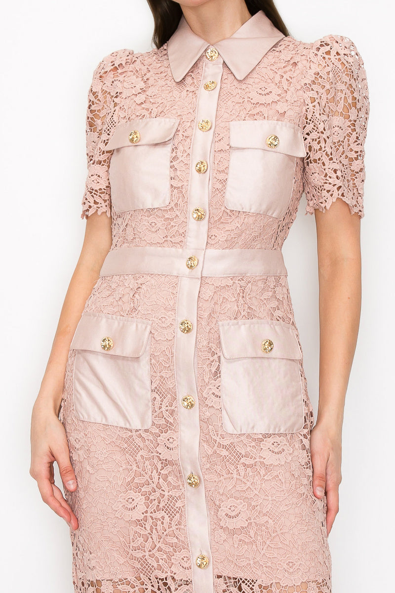 Blush SS Lace Dress/Jacket