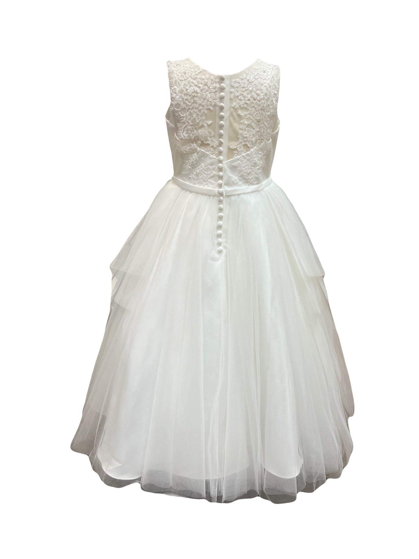 Ivory Tulle Belted Dress