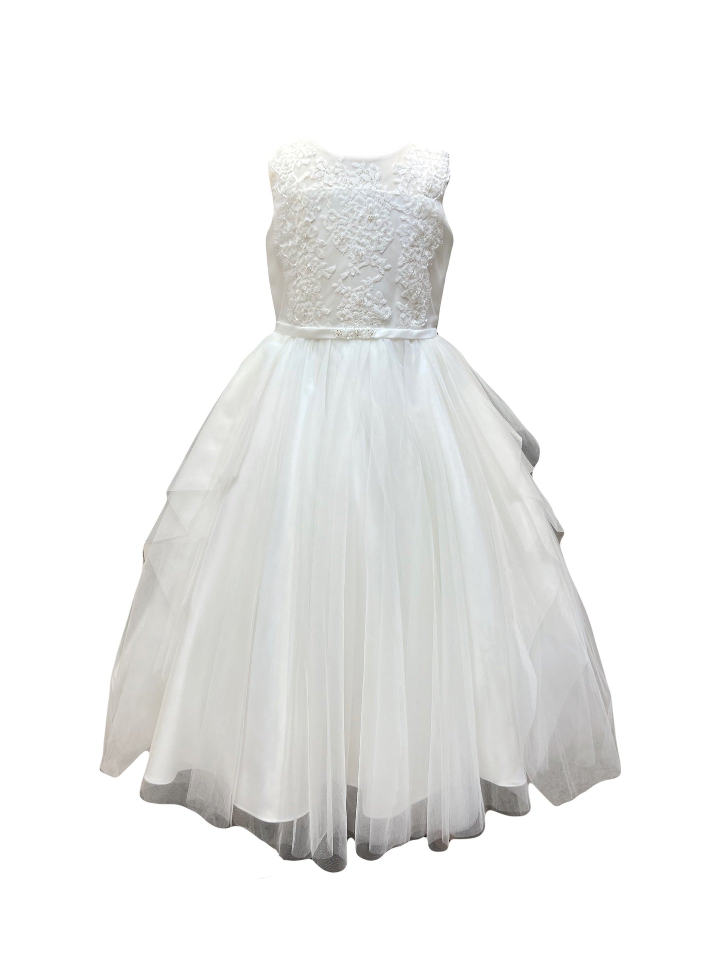 Ivory Tulle Belted Dress