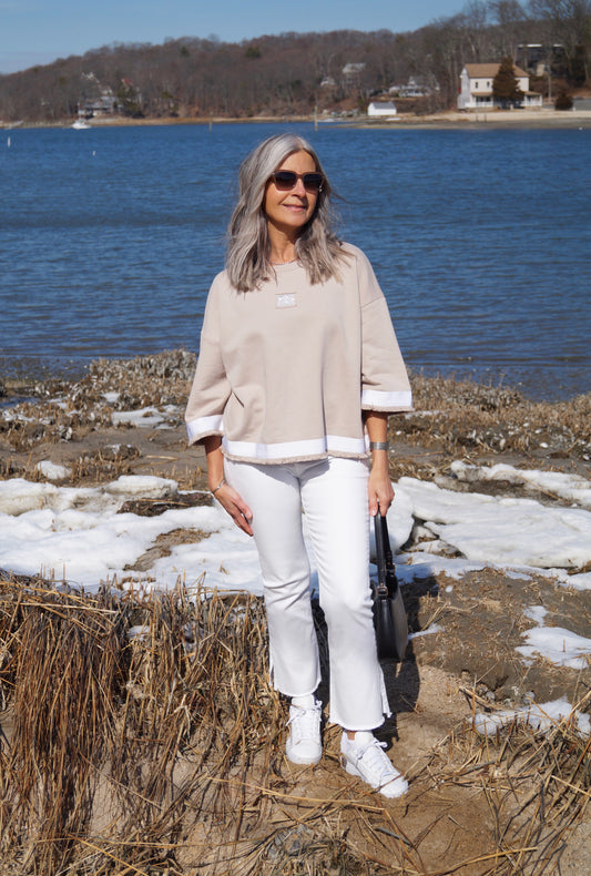 Beige SS Top w White Trim