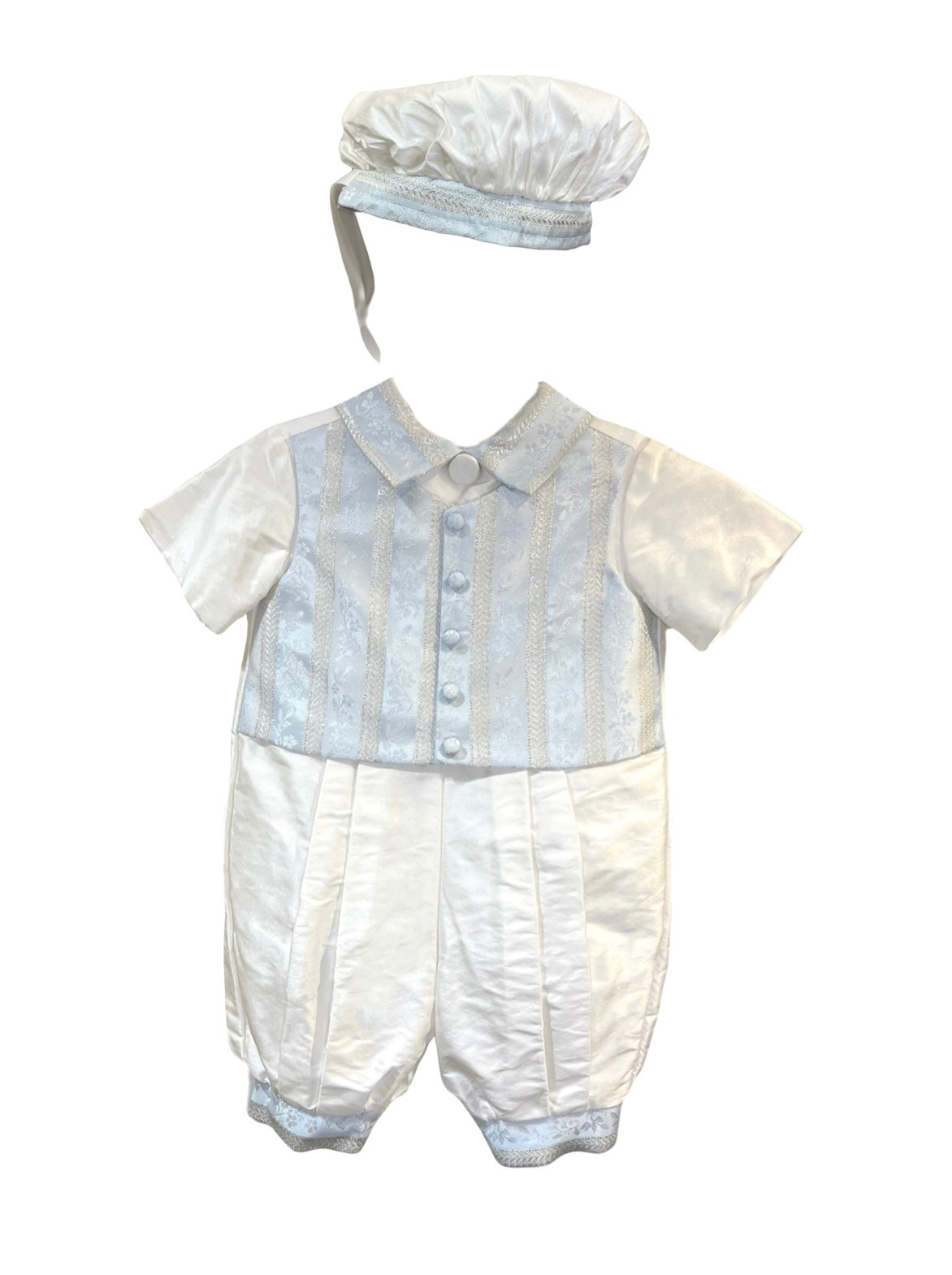2pc Silk Knickers short Sleeve Romper with detail Cotton Lined w Hat