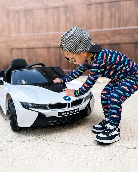 toddler boys car pajamas, kids trucks lounge set, boutique boys pajama set, navy car print pjs, 2 piece kids car sleepwear, Expressions Boutique NY, Woodbury boutique kids clothes, children’s pajamas with cars, boys holiday sleep set, toddler boys lounge outfit, comfy boys pajama set, car print long sleeve pajamas