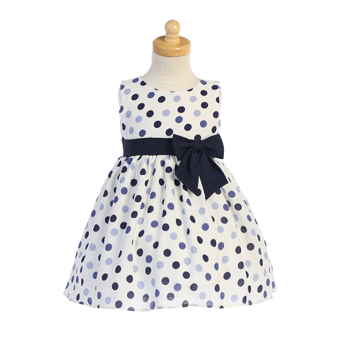 Navy Polka Dot Cotton Dress