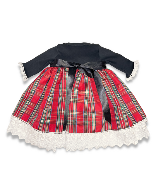 Black Long Sleeve with Plaid Bottom Dress