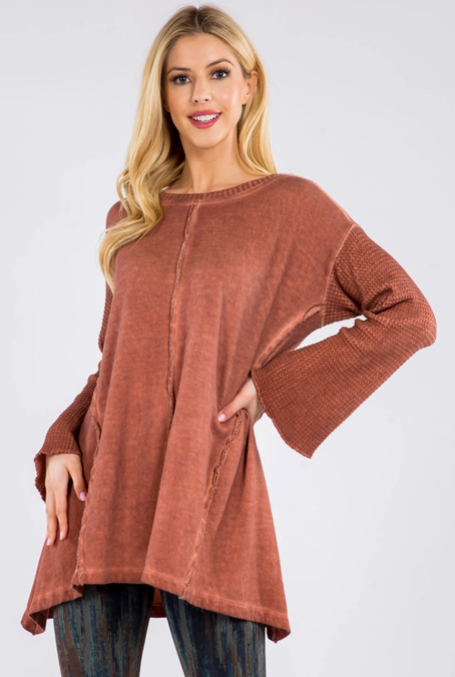 Paprika Tunic with Raw Edge Design