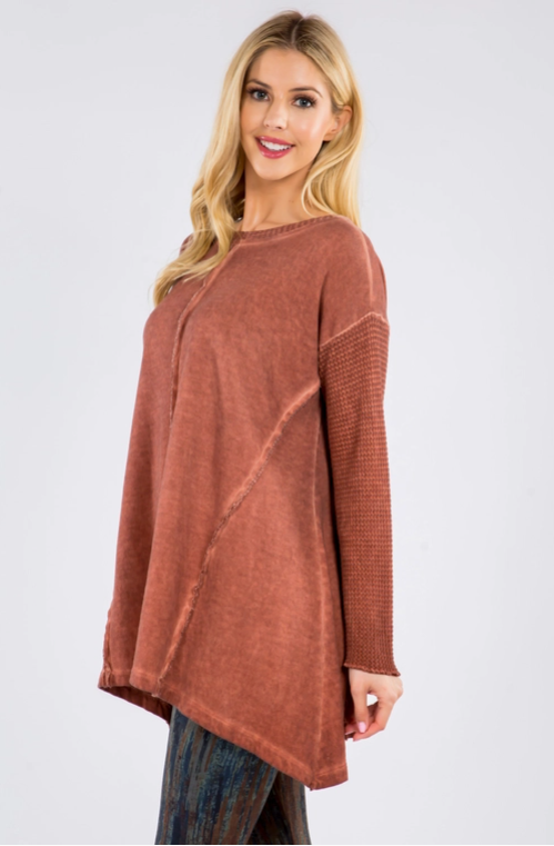Paprika Tunic with Raw Edge Design