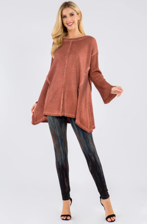 Paprika Tunic with Raw Edge Design