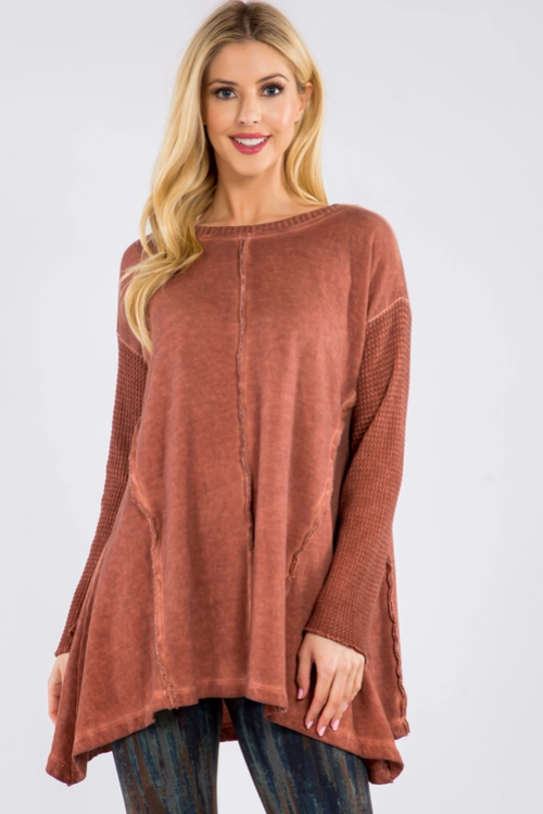 Paprika Tunic with Raw Edge Design