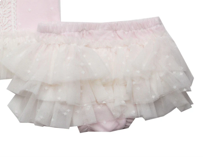 2pc Pink Tulle and Flower Set