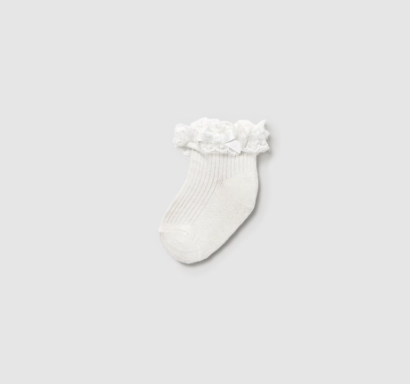 Sock w lace cuff & satin Bow