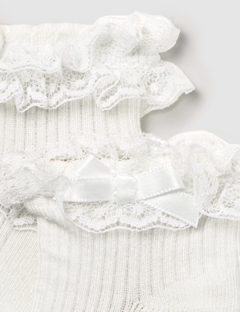 Sock w lace cuff & satin Bow