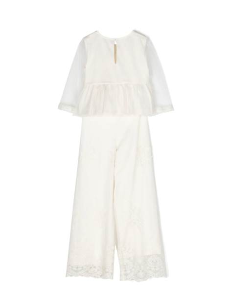 2pc Off White Lace Top w Lace Overlay on Pant