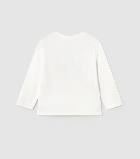 2pc LS White Dino Tee w Off White Stripe Pant w Cuff