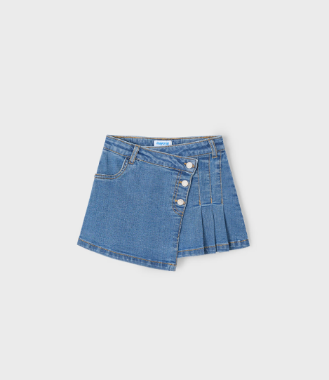 Denim Skirt w Pleat Detail
