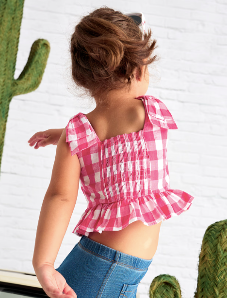 Pink White Checkered Top