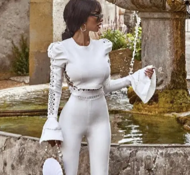 White Open Flare Long Sleeve Top