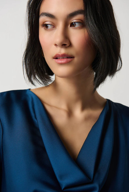 Dark Blue Satin Blouse