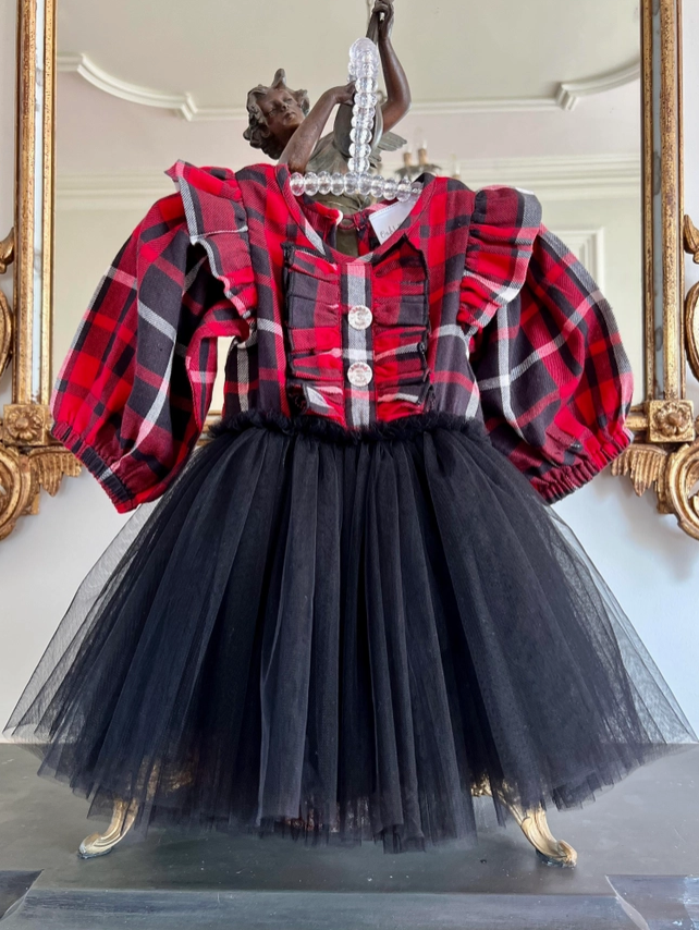 Red Plaid Alix Baby Onesie Dress