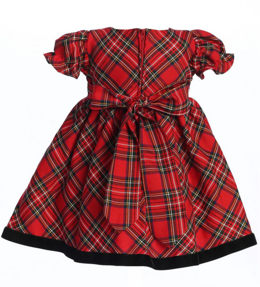 Short Sleeve Red Plaid with Black Trim on Hem