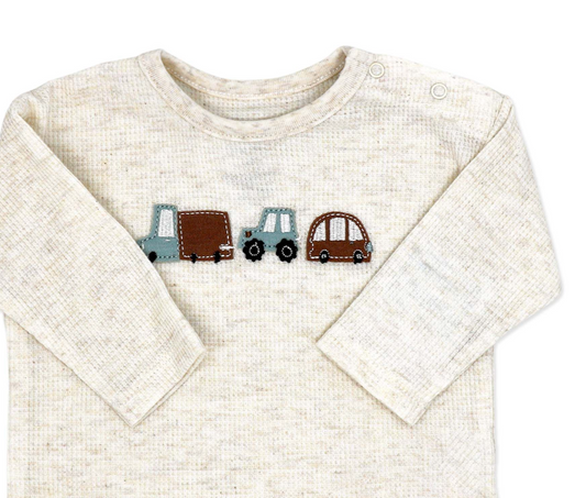 baby boy 3 piece set with hat, oatmeal waffle knit baby outfit, boutique infant boy clothing set, newborn embroidered car top outfit, toddler boy striped pant set, baby boy cozy fall clothing, boutique infant everyday wear, baby boy 3pc take home set, newborn waffle knit outfit boy, infant boy boutique casual set