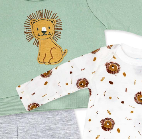 baby boy 3 piece outfit set, toddler lion sweatshirt and onesie set, baby jogger pants set, boutique baby clothing set, infant 3pc sweatshirt onesie pants, baby shower gift set boys, newborn outfit with lion print, toddler everyday play outfit, boutique baby boy clothes, cozy infant clothing set