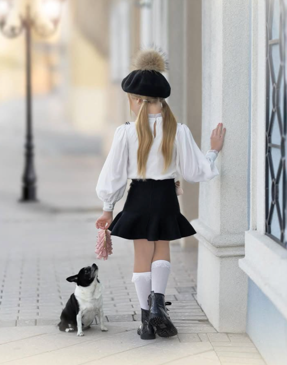 black flare skirt satin bow girls, Expressions Boutique NY kids fashion, boutique girls skirt outfit, girls Parisian outfit, black bow skirt for girls
