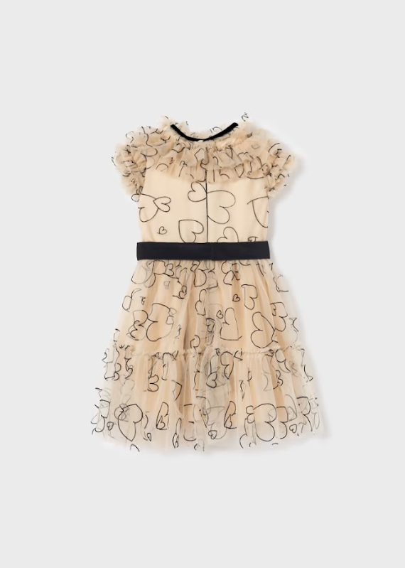 Scattered Hearts Short Sleeve Tulle Dress