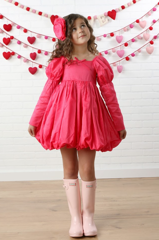 Pink/Red Simone Bubble Sleeve/Skirt Dress
