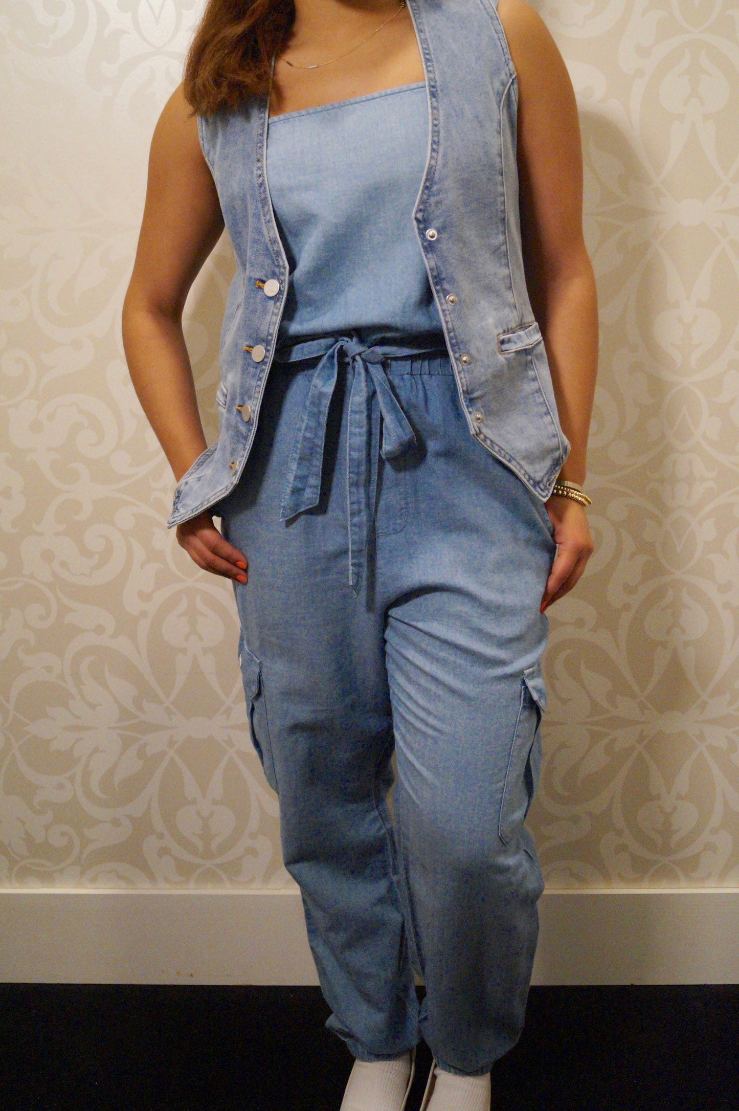 Denim Vest With Snap Front