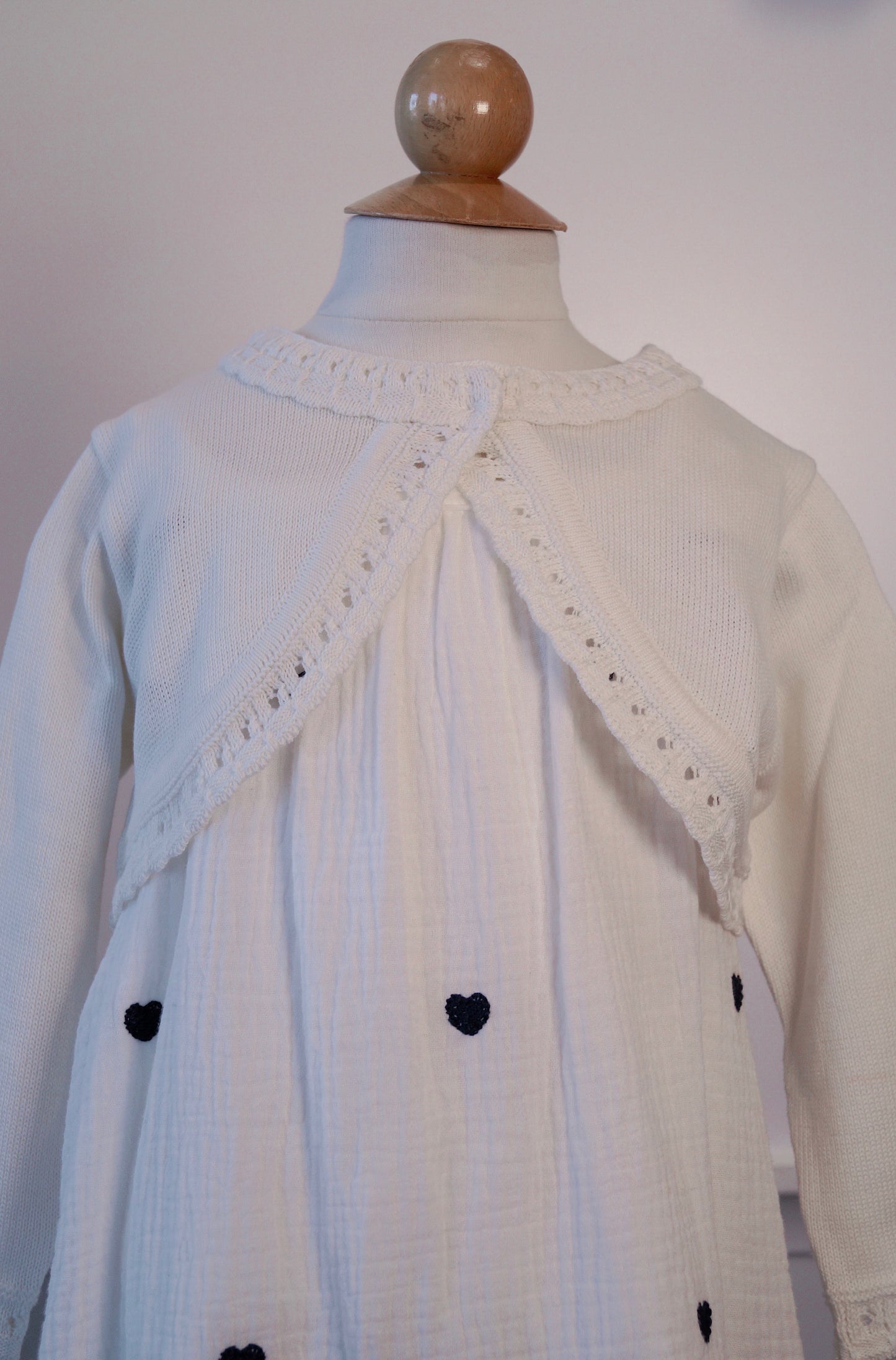 Off White Gauze Dress w Embroidery