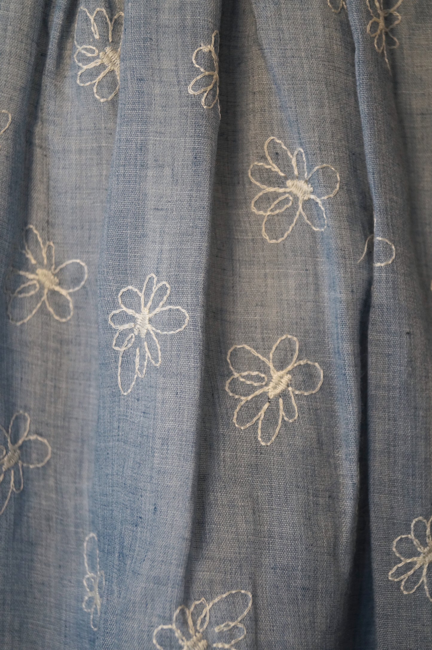 2pc Blue Denim Dress w Embroidered Flowers