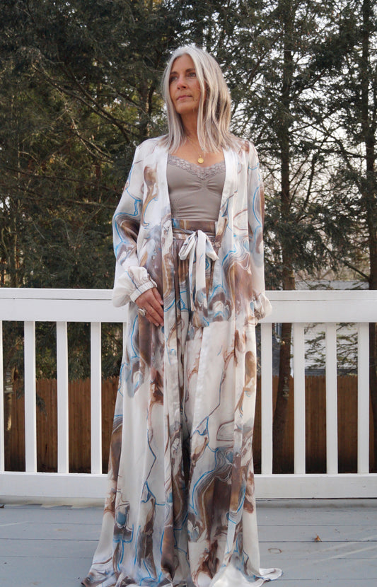 2pc Printed Cardigan & Pants Set