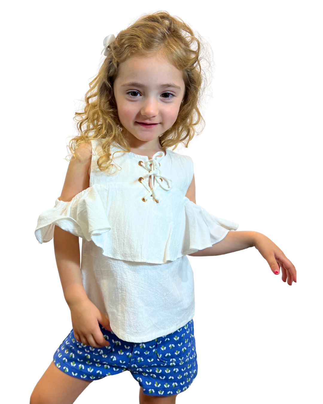 White Cold Shoulder Linen Top