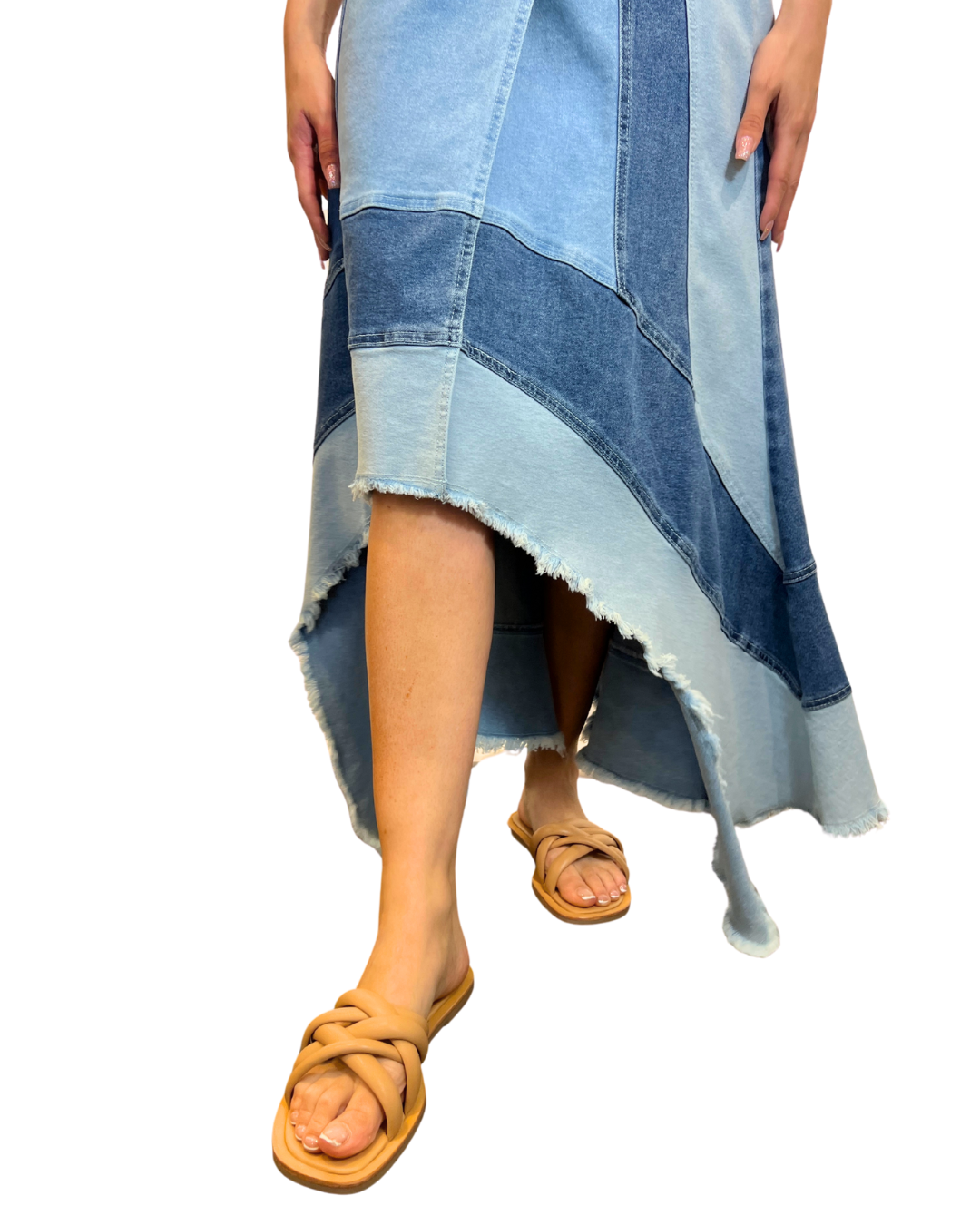 Patched Wide Waistband Grunge Skirt