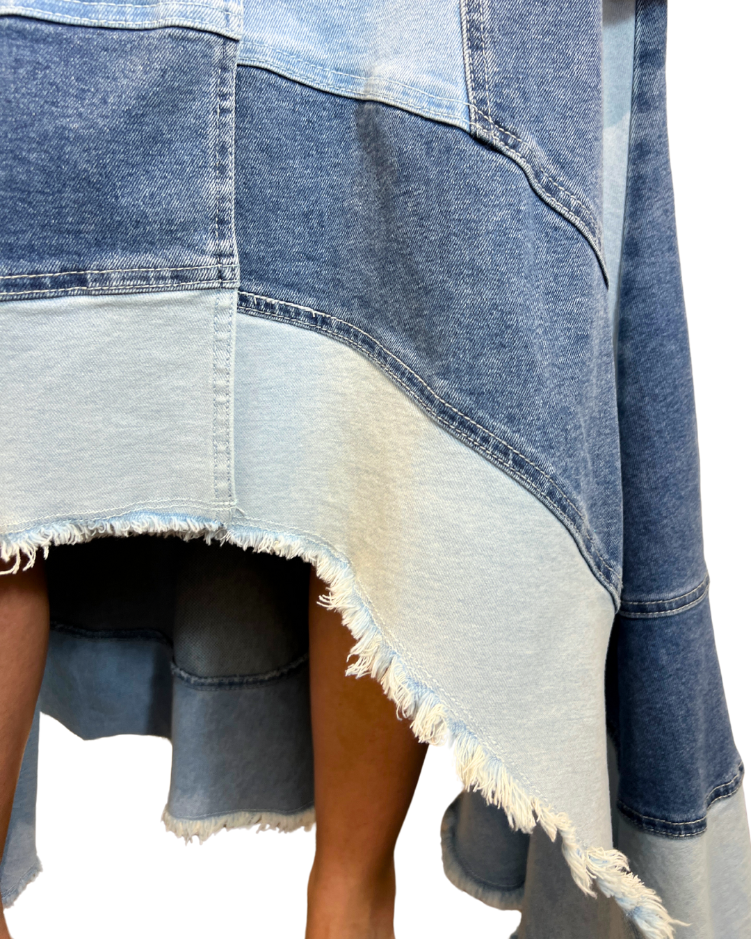 Patched Wide Waistband Grunge Skirt