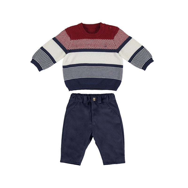2pc Red/White/Blue Sweater with Navy Pant