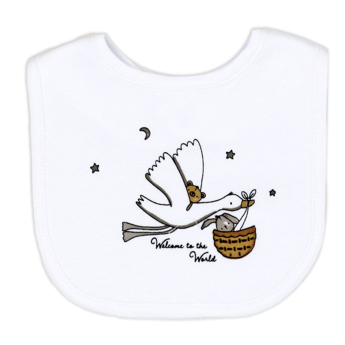 neutral baby stork gift set, unisex newborn clothing bundle, boutique baby shower gift, 5 piece baby gift pack, newborn take home set neutral, stork baby clothing gift, gender neutral infant layette, boutique newborn essentials set, unisex baby gift idea neutral, cotton newborn stork outfit bundle