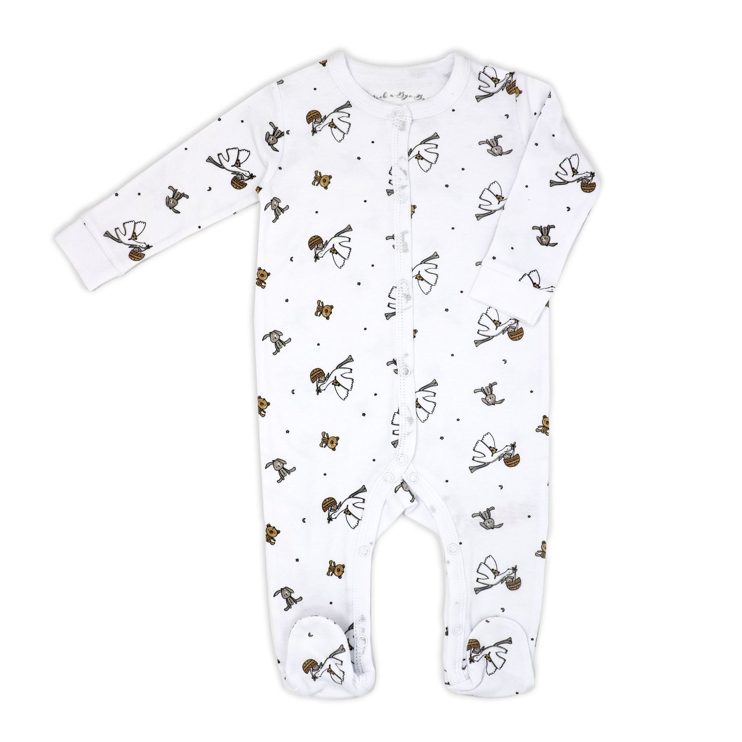 neutral baby stork gift set, unisex newborn clothing bundle, boutique baby shower gift, 5 piece baby gift pack, newborn take home set neutral, stork baby clothing gift, gender neutral infant layette, boutique newborn essentials set, unisex baby gift idea neutral, cotton newborn stork outfit bundle