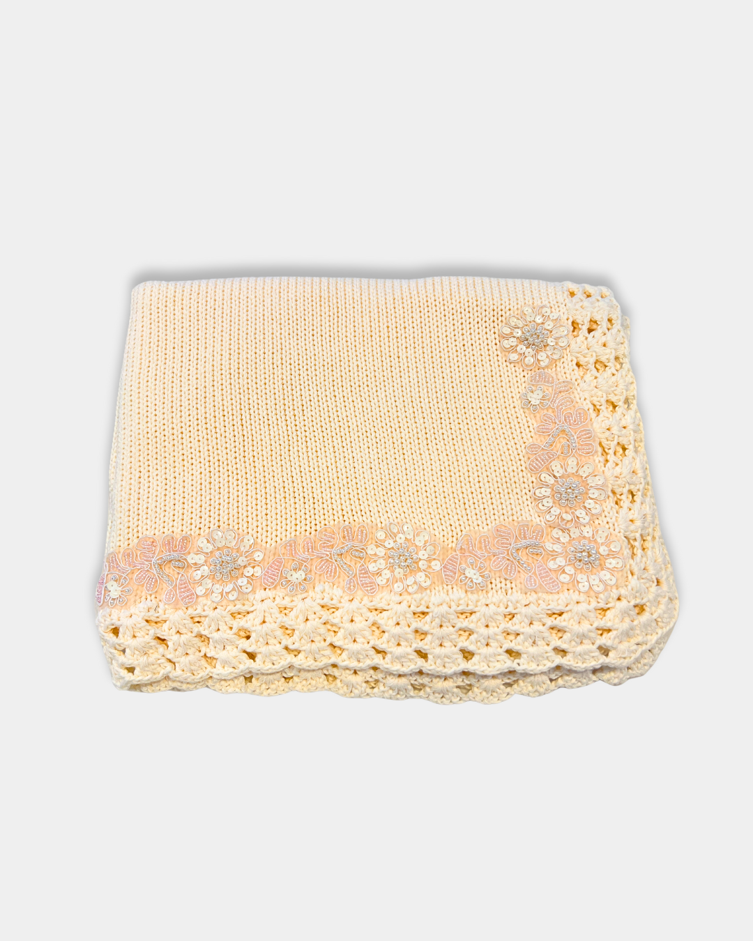 Pink/Ivory Sequence Trim Blanket
