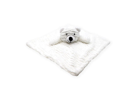 white bear baby blankie, plush baby lovey neutral, infant bear security blanket, newborn snuggle toy unisex, soft plush bear blankie, white bear baby comforter, boutique neutral baby gift, bear blankie for boys and girls, newborn cuddle bear lovey, unisex baby shower gift idea
