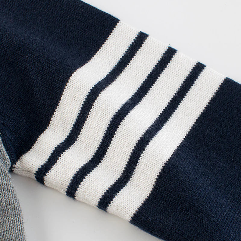 grey kids pullover top, colorblock toddler sweater, red blue sleeve sweatshirt, sporty kids long sleeve shirt, boutique toddler boys top, unisex kids pullover, casual toddler fall top, striped sleeve kids shirt, trendy colorblock sweater for children, everyday toddler wear