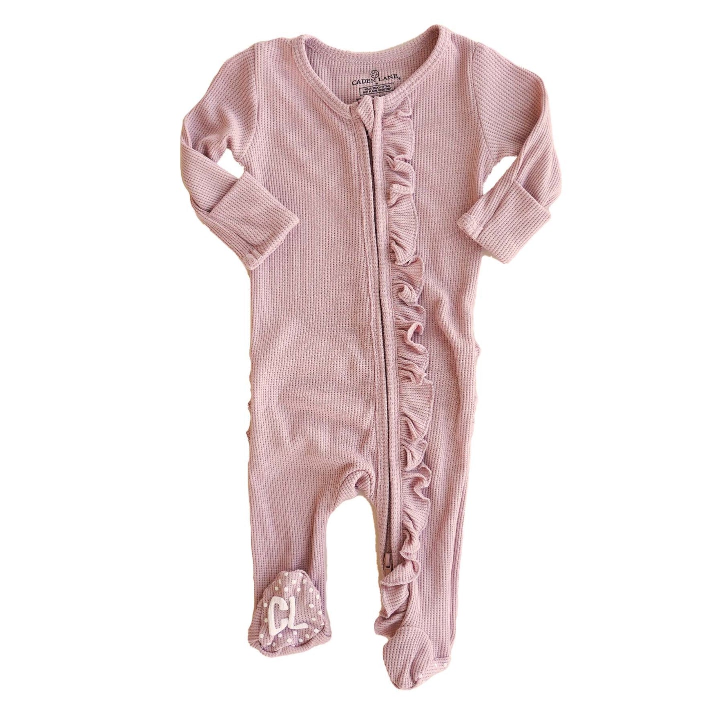 Rose Waffle LS Footie