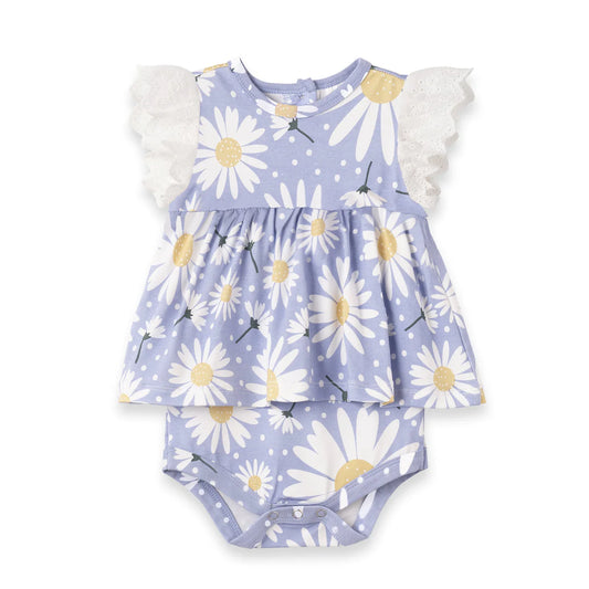 Wild Daisies Eyelet Flutter Sleeve Skirted Bodysuit