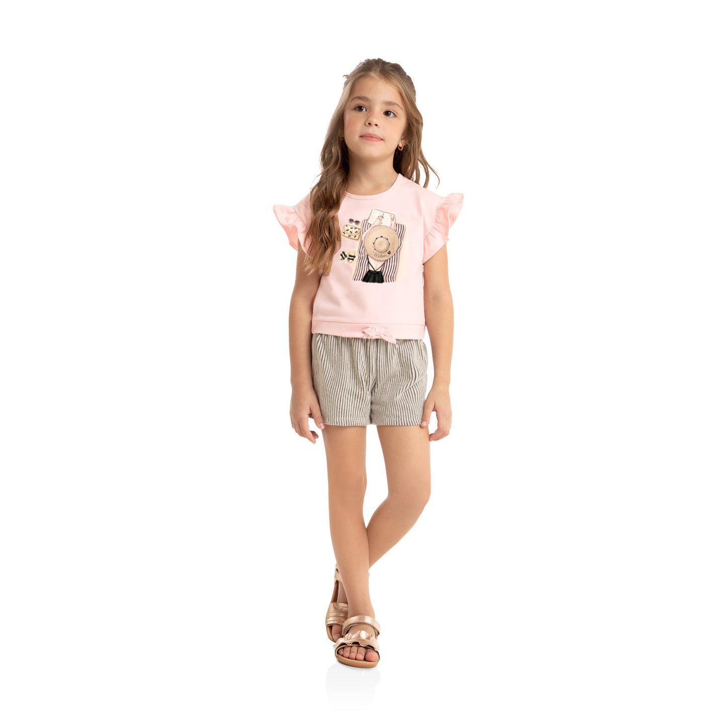 2pc Pink Paris Top w Ruffle Short