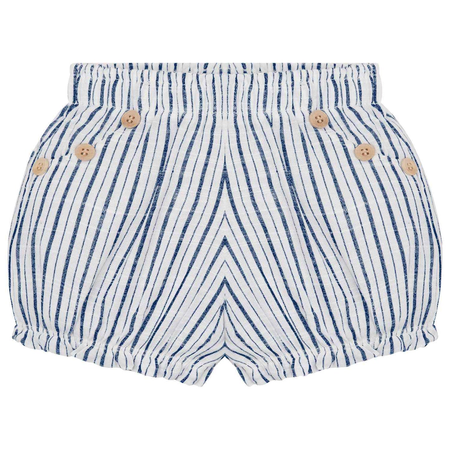 2pc White w Navy Onesie w Stripe Shorts