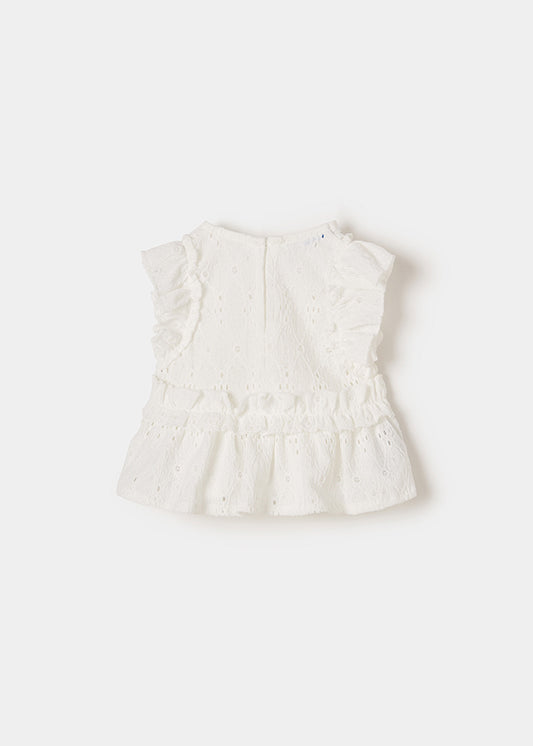 White Perforated Blouse