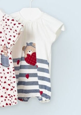 Striped with Teddy Heart Romper