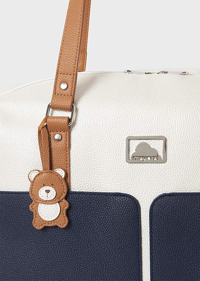 2pc Pearl White & Navy Tote