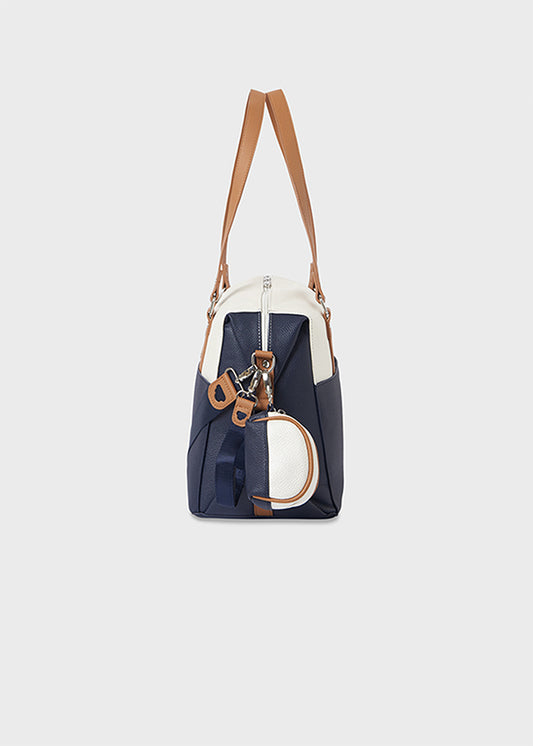 2pc Pearl White & Navy Tote